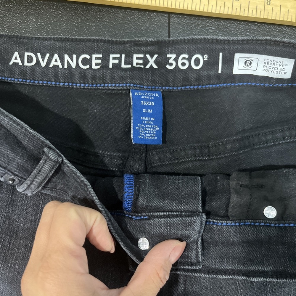 Arizona Jean Co Jeans Mens 36x30 Black Advance Flex 360 Slim Leg Stretch Denim - Picture 4 of 9